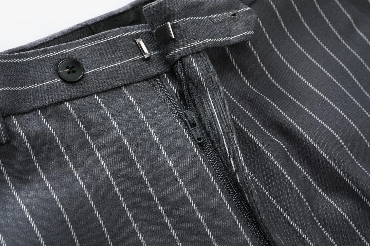 MOGU Mens Striped Slim Fit Dress Pants  Adjustable Elastic Waist Pinstripe Suit Trousers, Business Casual Slacks