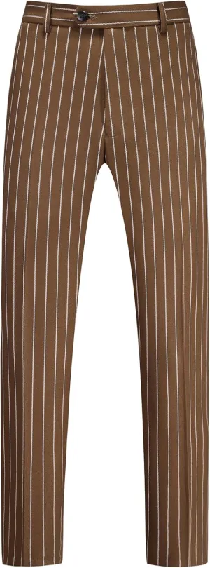 MOGU Mens Striped Slim Fit Dress Pants  Adjustable Elastic Waist Pinstripe Suit Trousers, Business Casual Slacks