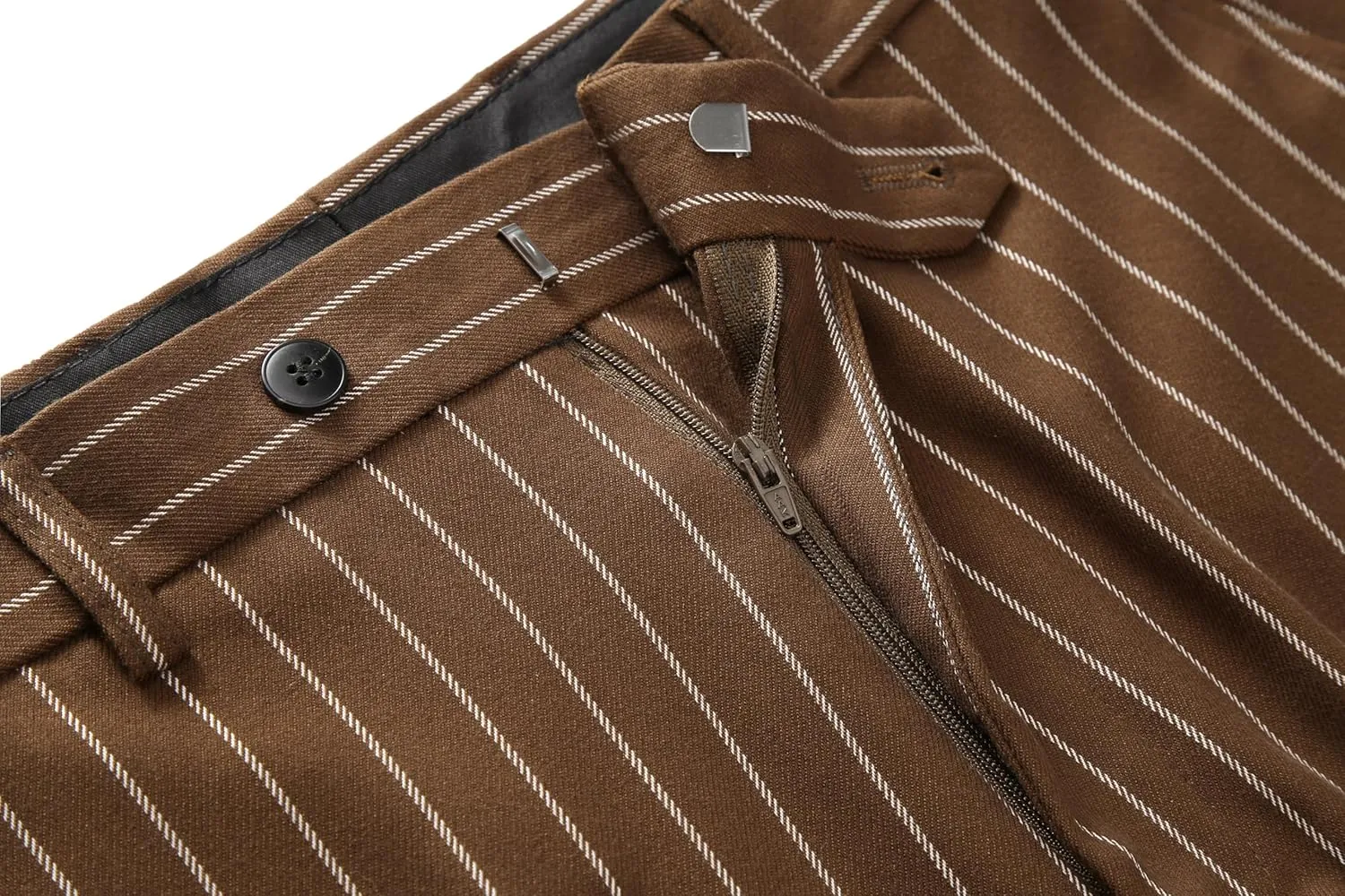 MOGU Mens Striped Slim Fit Dress Pants  Adjustable Elastic Waist Pinstripe Suit Trousers, Business Casual Slacks