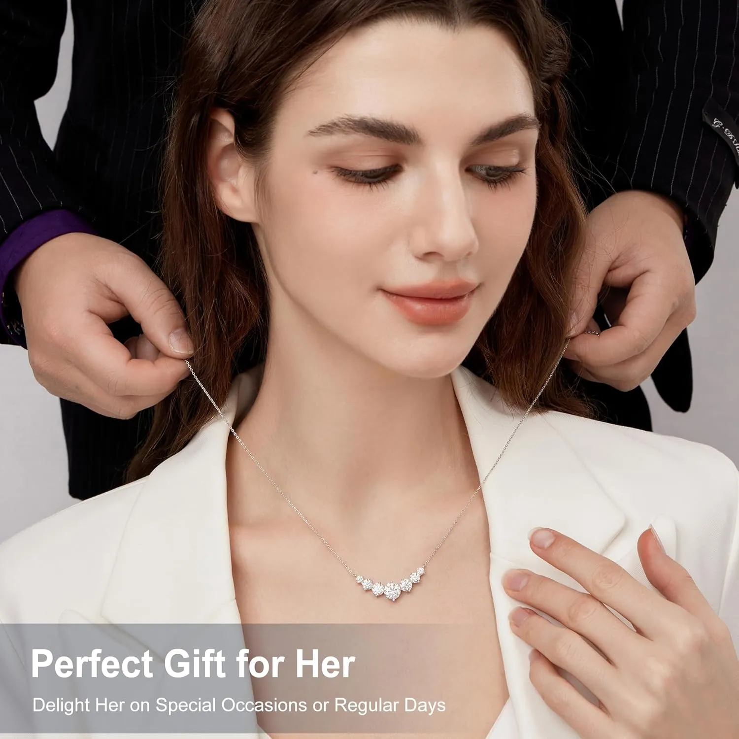 Moissanite Necklace for Women, 1.7-7.6 Carat Heart Necklace Engraved 'I LOVE YOU' Gift for Wife, Wedding Anniversary Birthday Gifts for Women, Jewelry Gifts for Her Wife Mom Girlfriend Lady