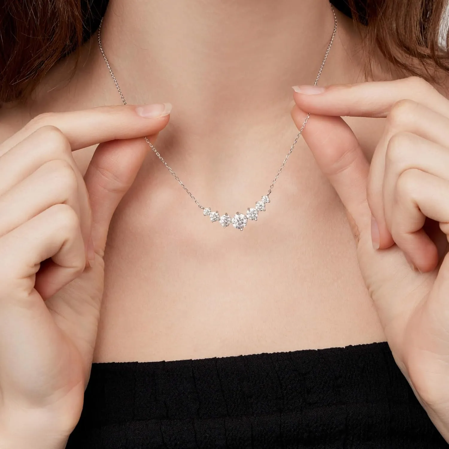 Moissanite Necklace for Women, 1.7-7.6 Carat Heart Necklace Engraved 'I LOVE YOU' Gift for Wife, Wedding Anniversary Birthday Gifts for Women, Jewelry Gifts for Her Wife Mom Girlfriend Lady