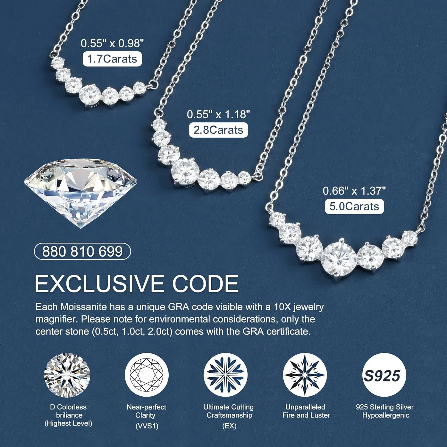 Moissanite Necklace for Women, 1.7-7.6 Carat Heart Necklace Engraved 'I LOVE YOU' Gift for Wife, Wedding Anniversary Birthday Gifts for Women, Jewelry Gifts for Her Wife Mom Girlfriend Lady
