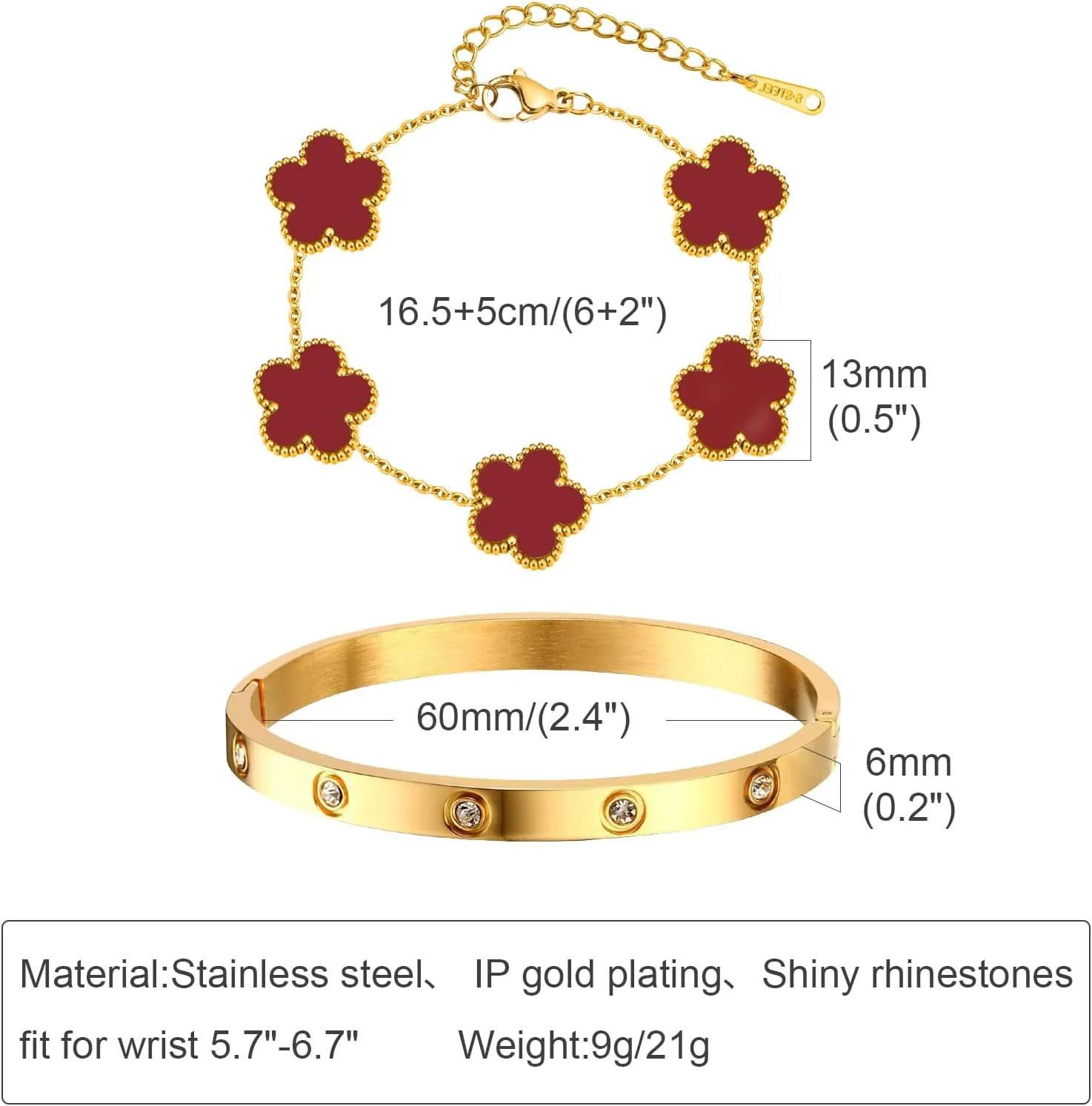 MPRAINBOW Womens Stackable Gold Bracelets Jewelry, 18K Gold Plated Floral Bracelet,Bangles Non Tarnish, Gold Cubic Zirconia Chain Set Trendy Gift,Christmas Valentines Birthday Gifts for Girlfriend