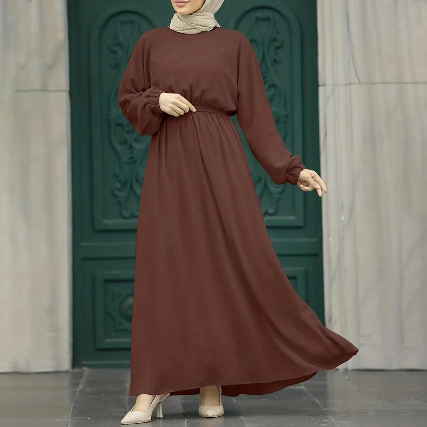 Muslim Clothes for Women Long Sleeve Maxi Dress Loose Praying Dress Abaya Full Cover Islam Dubai Modest Robe