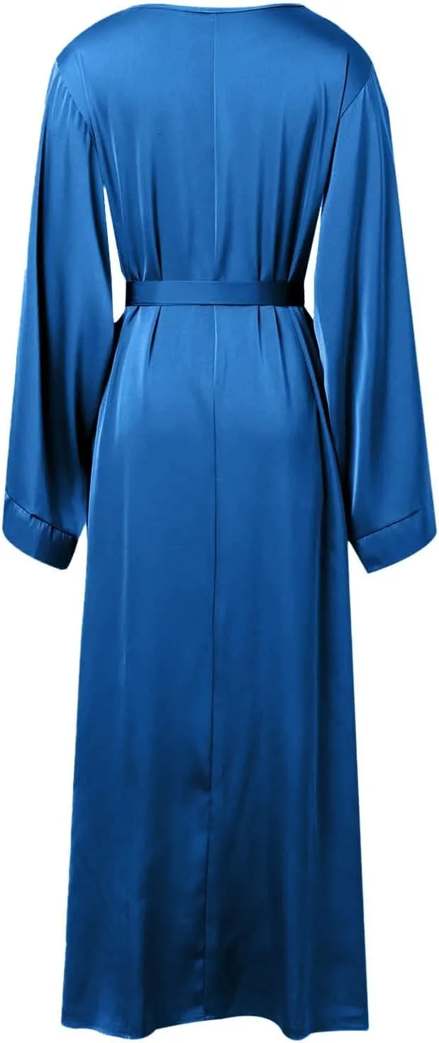 Muslim Dress for Women with Belt Islamic Prayer Ramadan Eid Dress Long Sleeve Maxi Dress Middle East Arabian Robe