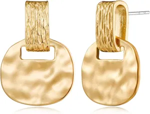 MUYAN Boho Hammered Dangling Earrings for Women Modern Statement Finish Dangle Drop Earrings Jewelry