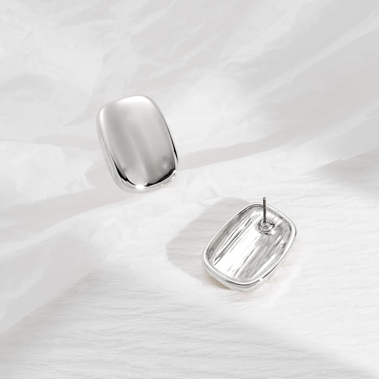 MUYAN Chunky Thick Earrings for Women,Gold Silver Polished Earrings Lightweight Everyday Jewelry