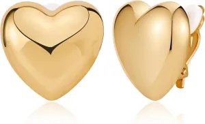 MUYAN Gold Silver Chunky Clip on Earrings for Women Curved Square Thick Clip Earrings Everyday Lightweight Jewelry
