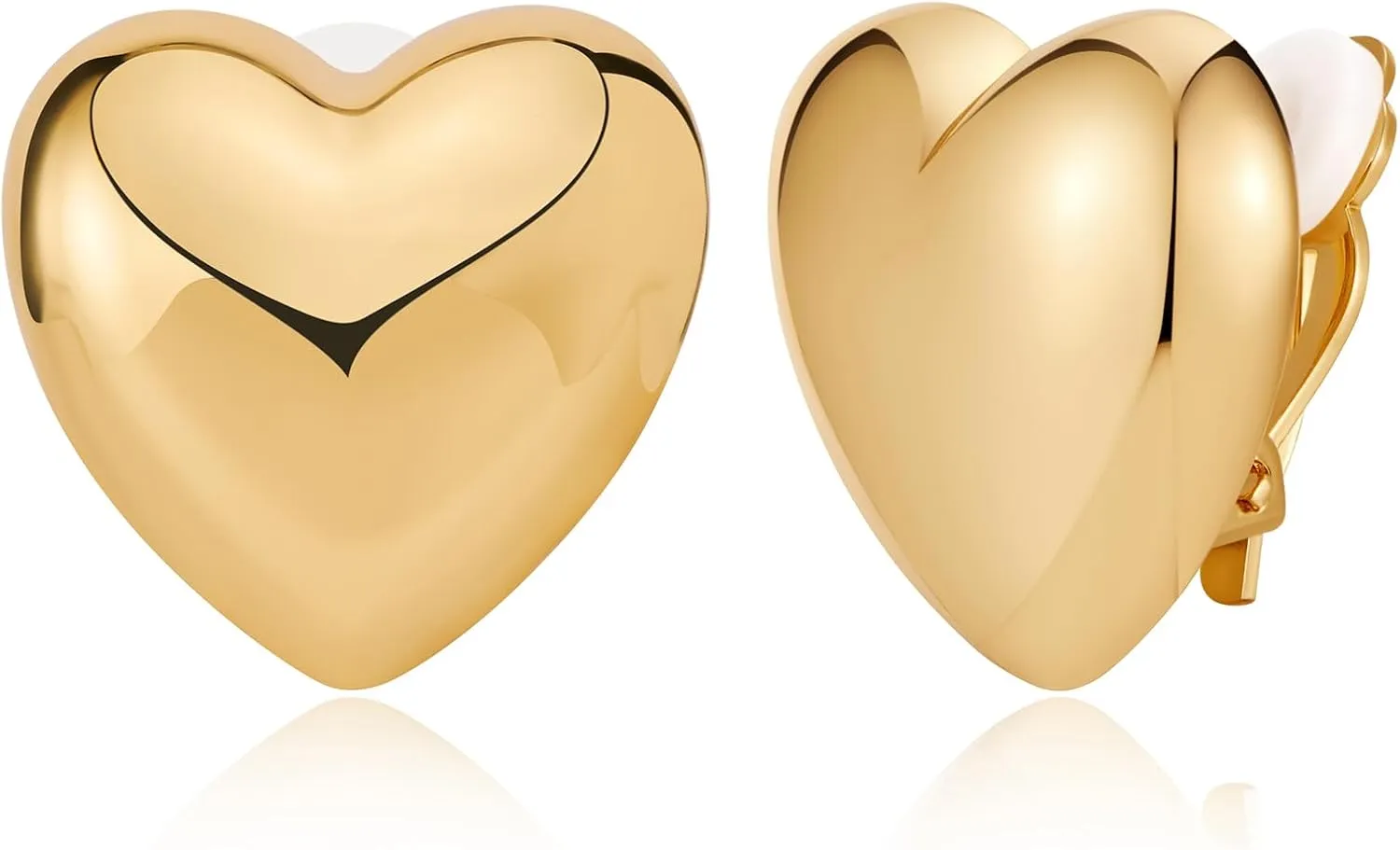 MUYAN Gold Silver Chunky Clip on Earrings for Women Curved Square Thick Clip Earrings Everyday Lightweight Jewelry