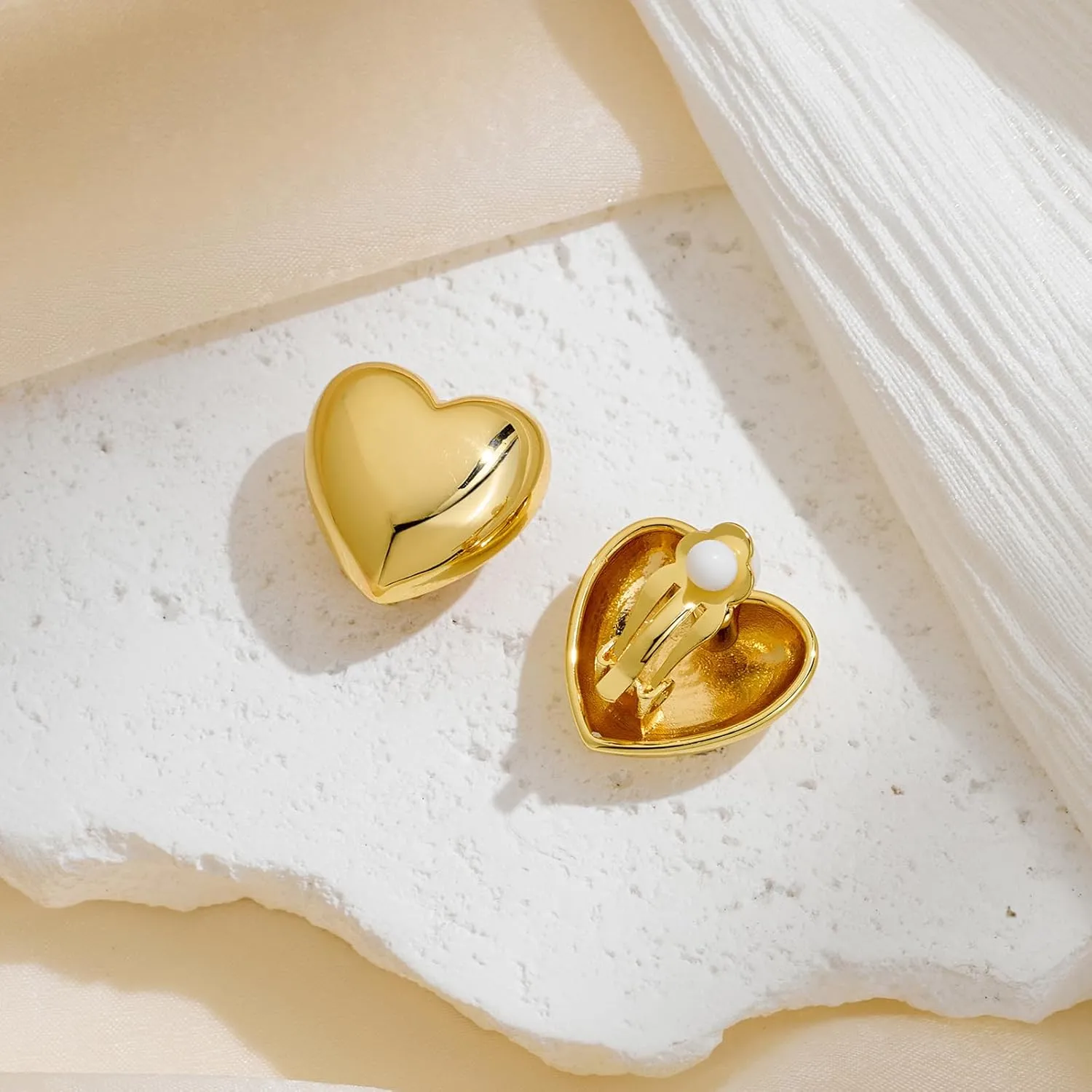 MUYAN Gold Silver Chunky Clip on Earrings for Women Curved Square Thick Clip Earrings Everyday Lightweight Jewelry