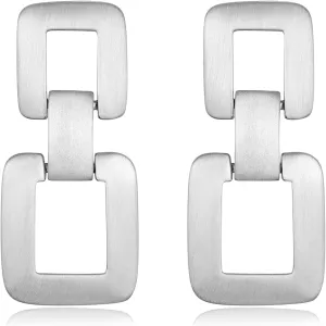 MUYAN Gold Silver Geometric Drop Dangle Earrings for Women Brushed Link Square Dangle Earrings Trendy Jewelry