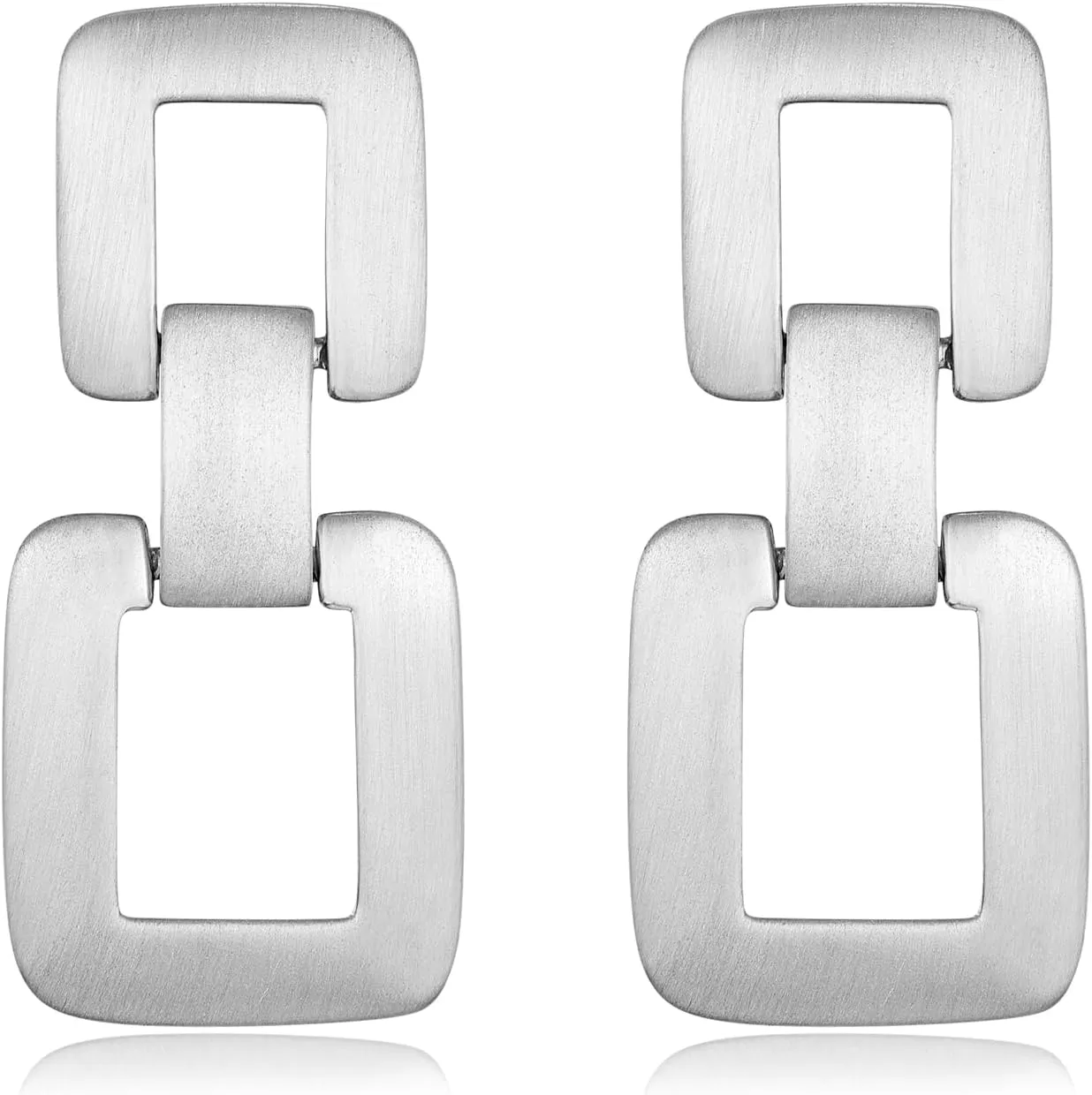 MUYAN Gold Silver Geometric Drop Dangle Earrings for Women Brushed Link Square Dangle Earrings Trendy Jewelry
