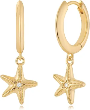 MYEARS Women Earrings Gold Huggie Hoop Dangle Drop 14K Gold Plated Small Simple Hypoallergenic Everyday Jewelry