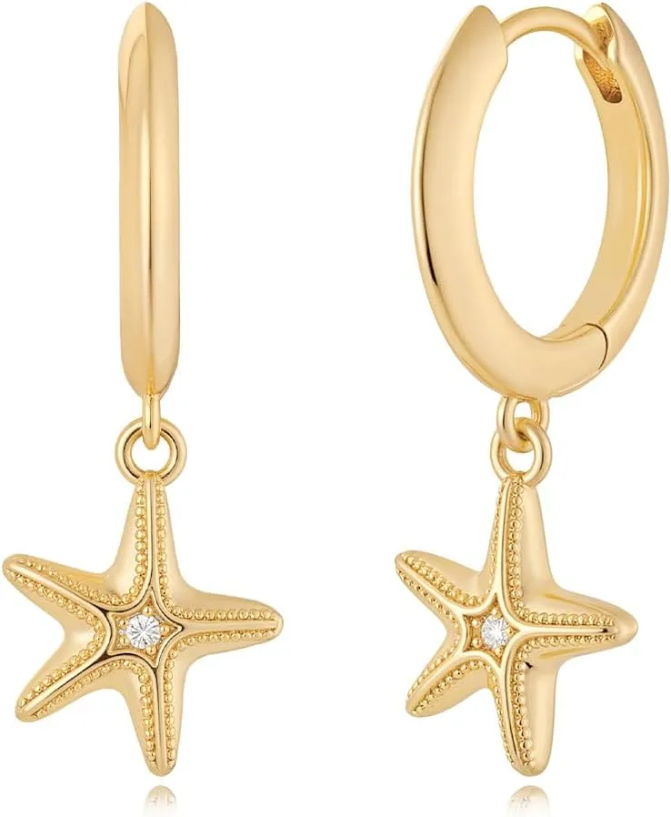 MYEARS Women Earrings Gold Huggie Hoop Dangle Drop 14K Gold Plated Small Simple Hypoallergenic Everyday Jewelry