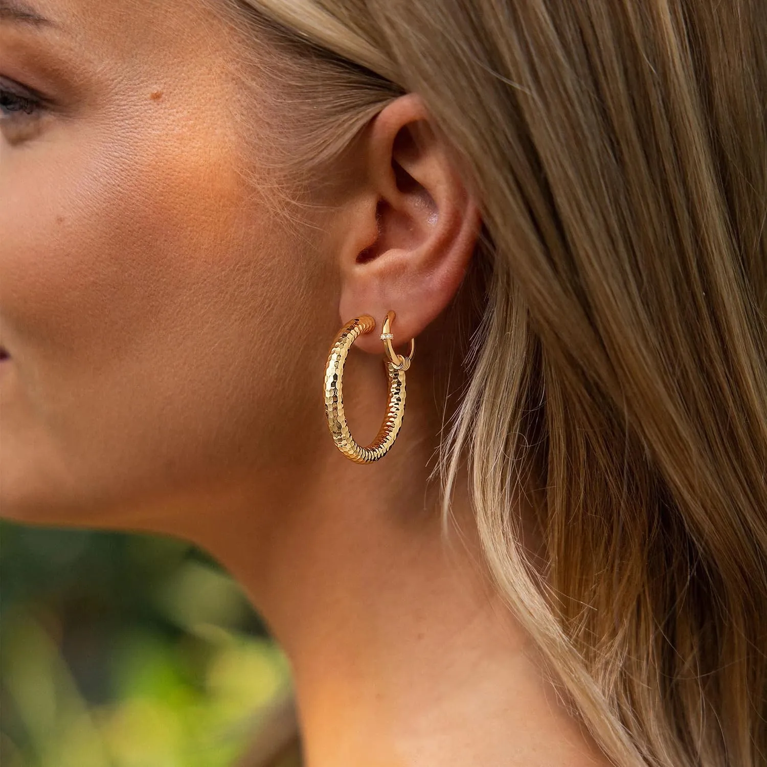 MYEARS Women Hoop Earrings Gold Huggie 14K Gold Plated Small Simple Hypoallergenic Everyday Jewelry