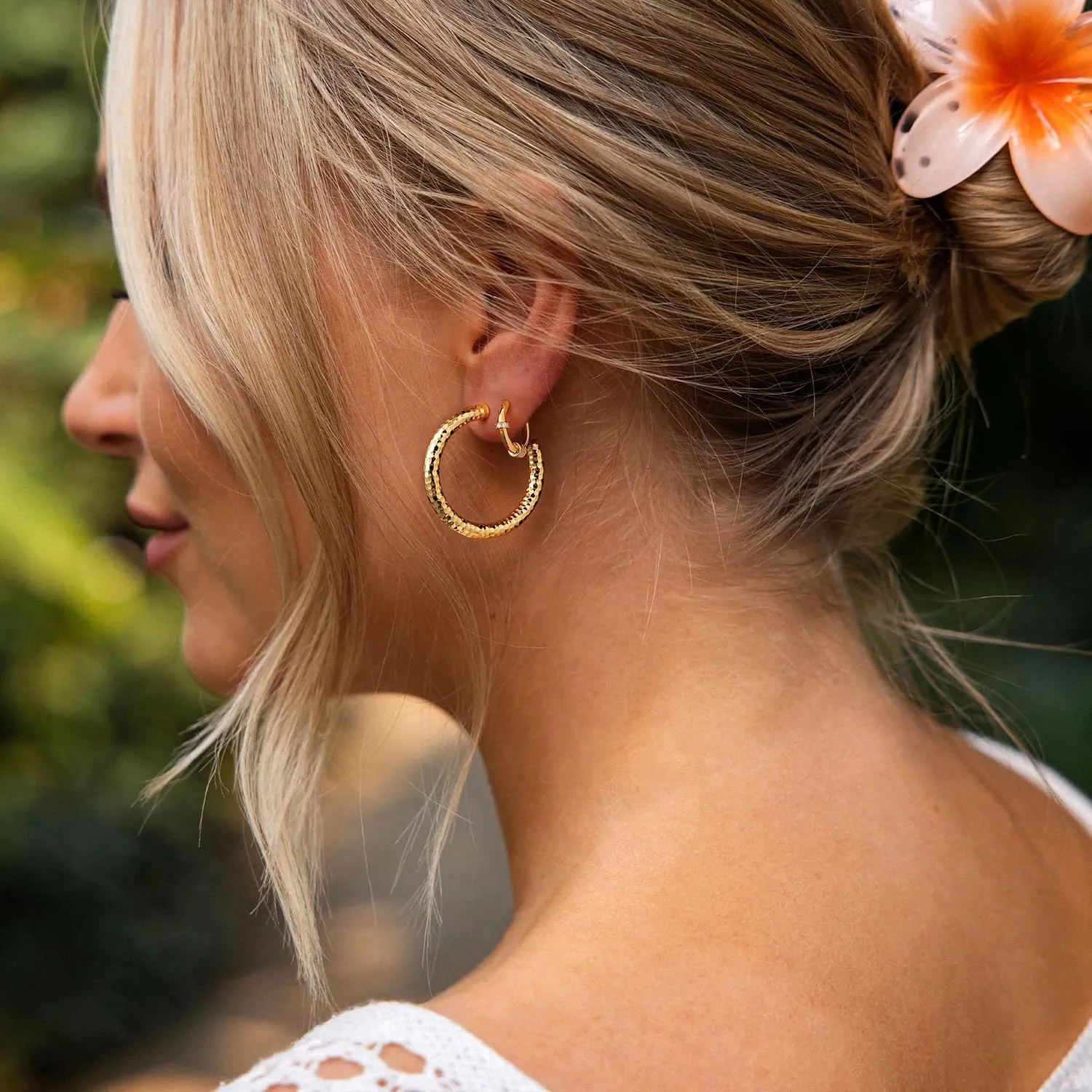 MYEARS Women Hoop Earrings Gold Huggie 14K Gold Plated Small Simple Hypoallergenic Everyday Jewelry