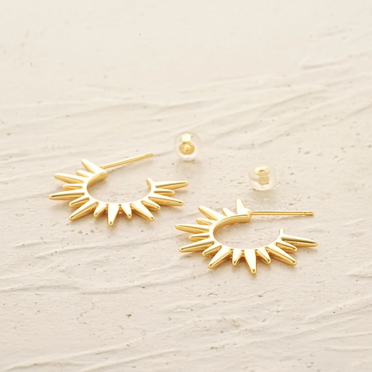 MYEARS Women Hoop Earrings Gold Open C Shape 14K Gold Filled Small Simple Handmade Hypoallergenic Everyday Illusion Jewelry