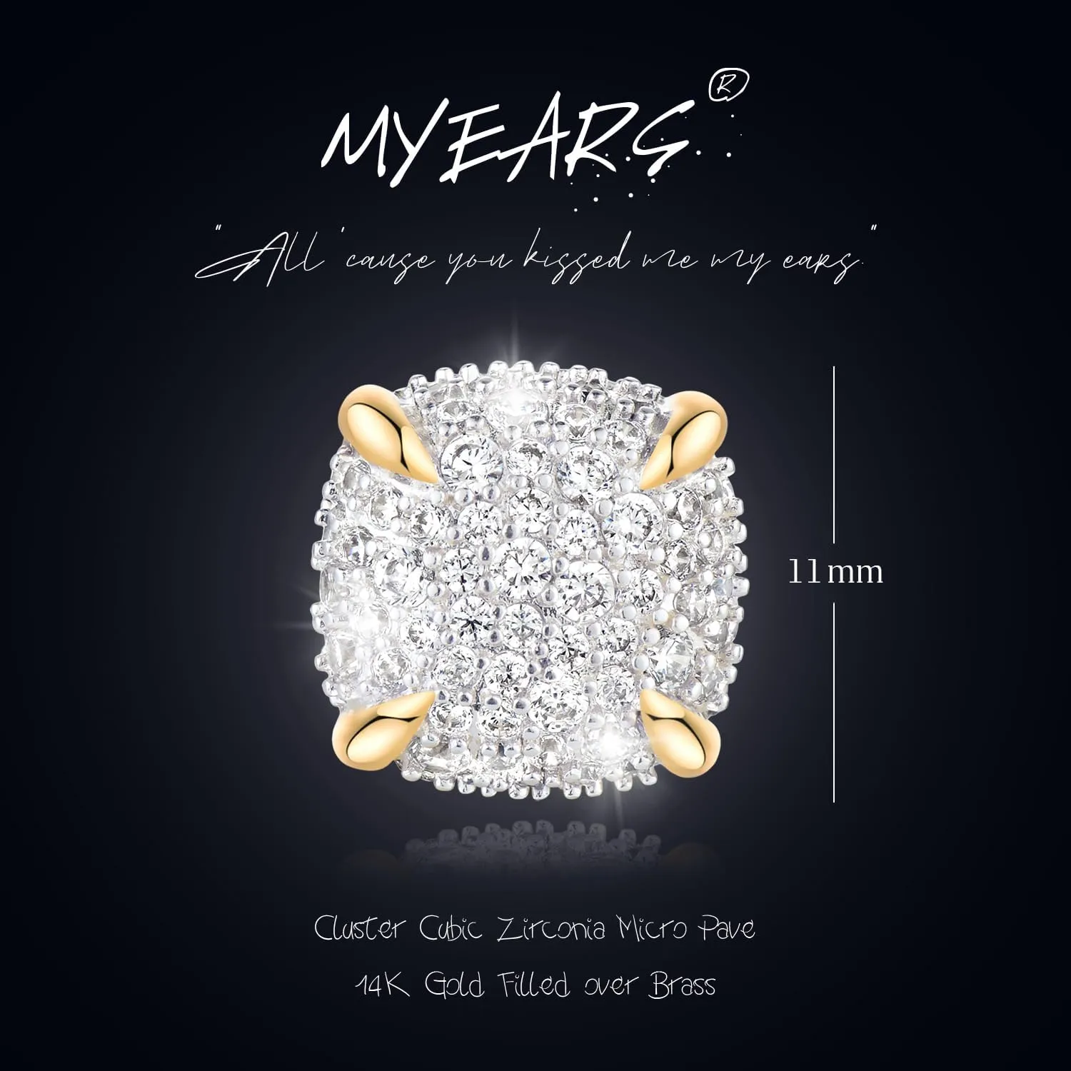MYEARS Women Stud Earrings Gold Cluster Cubic Zirconia 14K Gold Plated Small Simple Hypoallergenic Everyday Jewelry