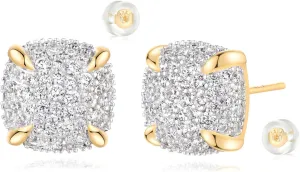 MYEARS Women Stud Earrings Gold Cluster Cubic Zirconia 14K Gold Plated Small Simple Hypoallergenic Everyday Jewelry