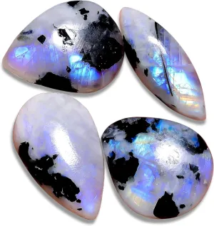 Natural Gemstone Cabochons Lot  4 Pcs Polished Loose Stones (1530 MM)  Multi-Shape Healing Crystals for Wire Wrapping, Jewelry Making & Spiritual Crafts
