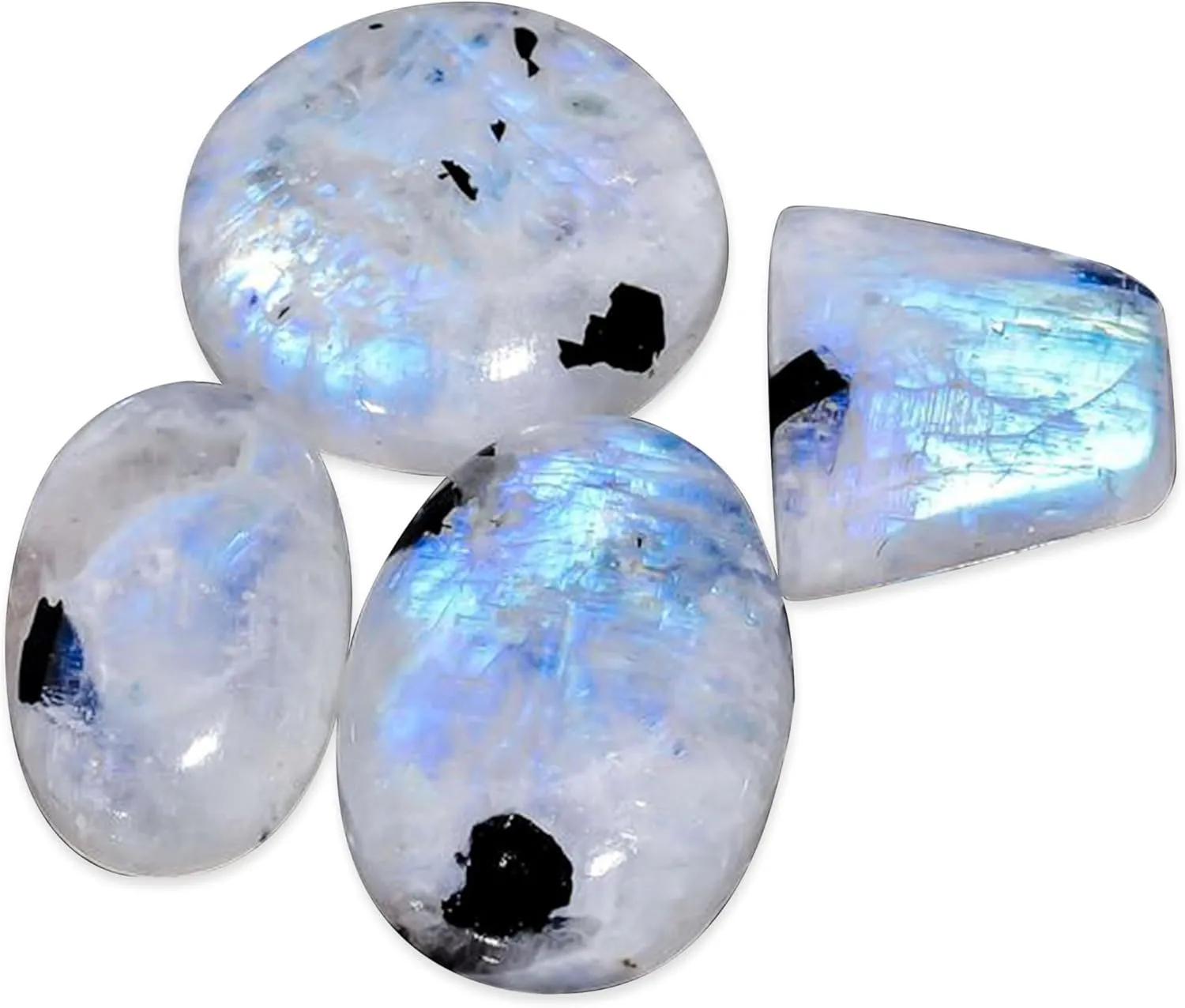 Natural Gemstone Cabochons Lot  4 Pcs Polished Loose Stones (1530 MM)  Multi-Shape Healing Crystals for Wire Wrapping, Jewelry Making & Spiritual Crafts