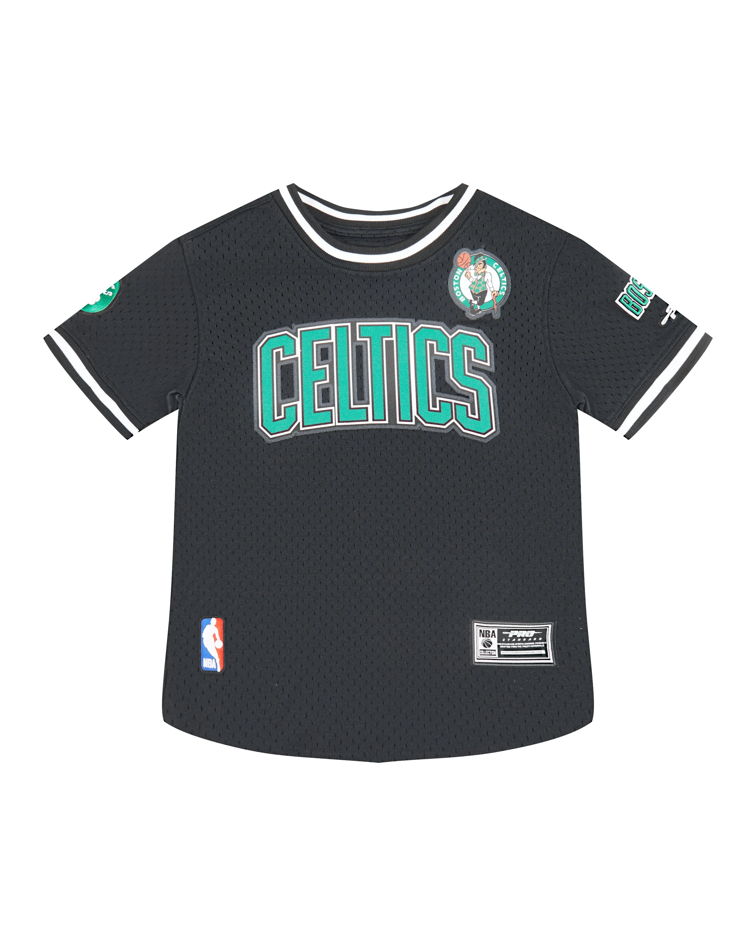 NBA BOSTON CELTICS CLASSIC LITTLE BOYS SHORT SLEEVE MESH TEE (BLACK)