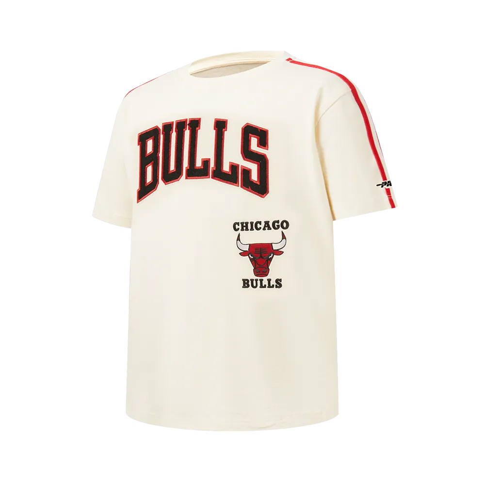NBA CHICAGO BULLS RETRO CLASSIC BIG BOYS SHORT SLEEVE TAPING TEE (EGGSHELL/ RED)