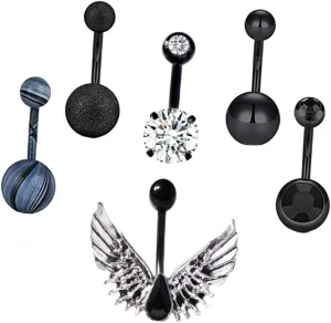 NOLITOY 6pcs Navel Piercing Jewelry Set Titanium Belly Button Rings Navel Nails Elegant and Comfortable