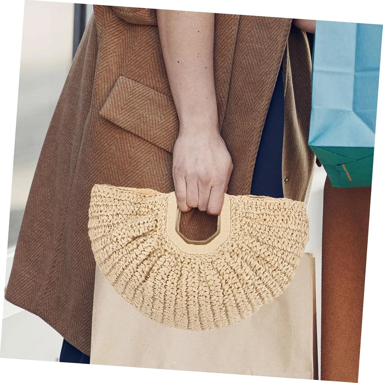 NOLITOY Beach Bag Woven Handbag Wallets Tote Bag Purses Handbags Beach Tote Woven Purse Women Beach Handbag