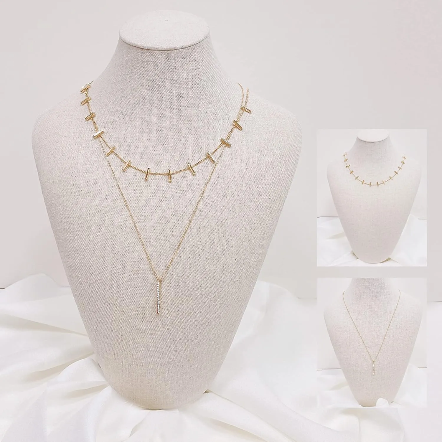 NTLX Multi Strand Dainty Necklaces for Women  Bohemian Boho Simple Dainty Cute Modern Layered Designs  14K Gold Plated Brass Chain - Gift Box Included