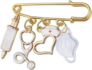 Nurse Brooch Pin for Women Men Lpn Rn Nursing Pin Vintage Nurse Badge Pin for Clothes Pant Bag Charms Gold Brooch Pins for Women Nurse Practitioner Preceptor Gifts for Nurse Teacher Student