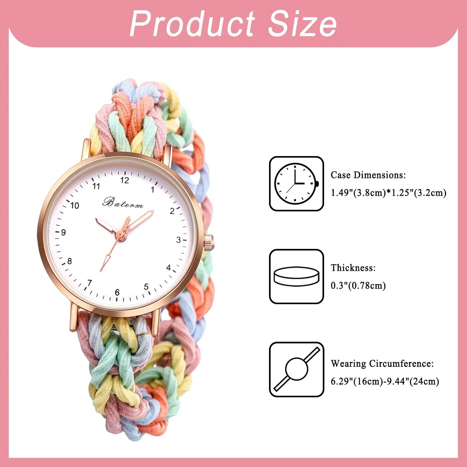OIDEA Scrunchie Elastic Strap Watches for Women: Ultra Thin Retractable Easy Reader Watch Multi-Color Braided Band Quartz Analog Bracelet Watch Casual Ladies Wristwatch