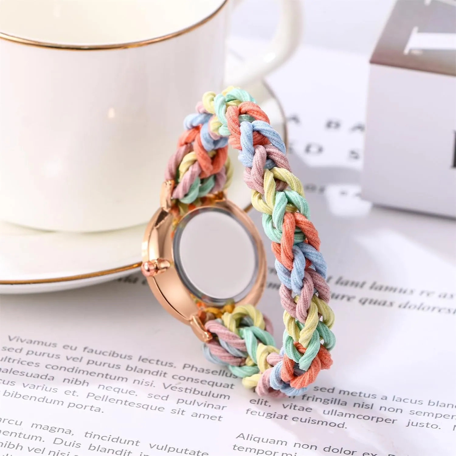 OIDEA Scrunchie Elastic Strap Watches for Women: Ultra Thin Retractable Easy Reader Watch Multi-Color Braided Band Quartz Analog Bracelet Watch Casual Ladies Wristwatch