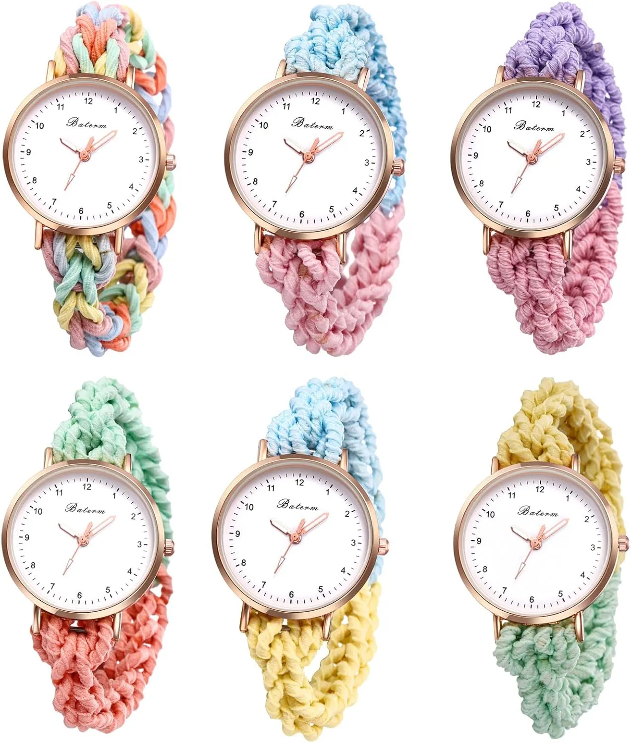 OIDEA Scrunchie Elastic Strap Watches for Women: Ultra Thin Retractable Easy Reader Watch Multi-Color Braided Band Quartz Analog Bracelet Watch Casual Ladies Wristwatch