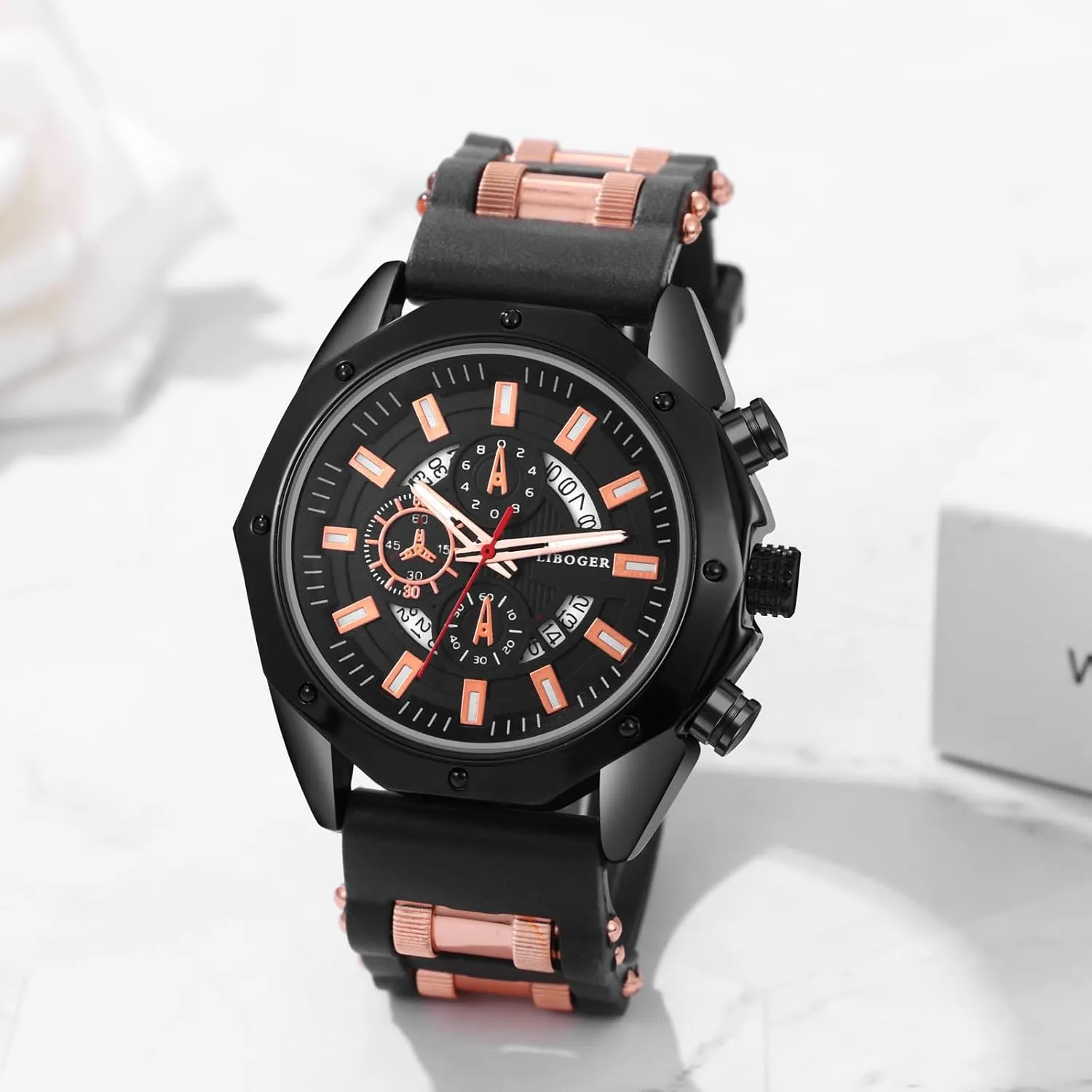OIDEA Sports Watches for Men: Fashion Large Dial Silicon Strap Analog Quartz Quartz Wrist Watch Calendar Business Work Dress Casual Mens Watches Gifts