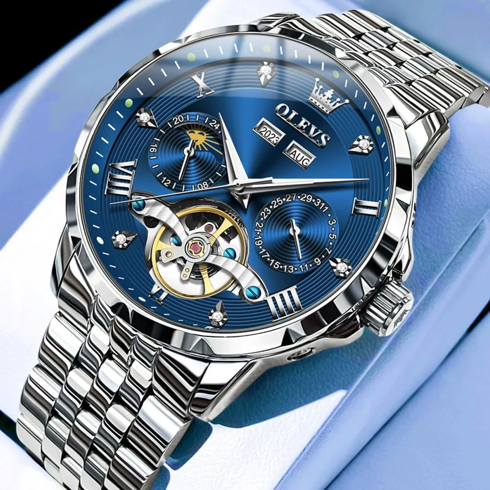 OLEVS Mens Automatic Watches Self Winding Mechanical Luxury Dress Stainless Steel Waterproof Wrist Watches for Men
