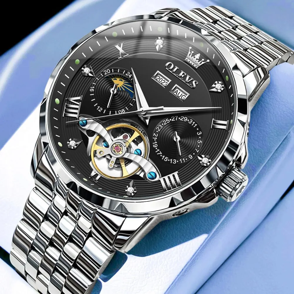 OLEVS Mens Automatic Watches Self Winding Mechanical Luxury Dress Stainless Steel Waterproof Wrist Watches for Men