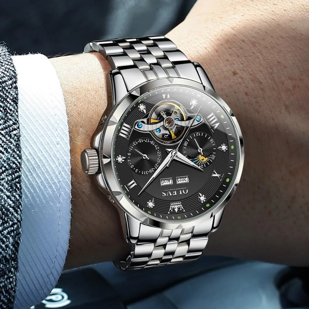 OLEVS Mens Automatic Watches Self Winding Mechanical Luxury Dress Stainless Steel Waterproof Wrist Watches for Men