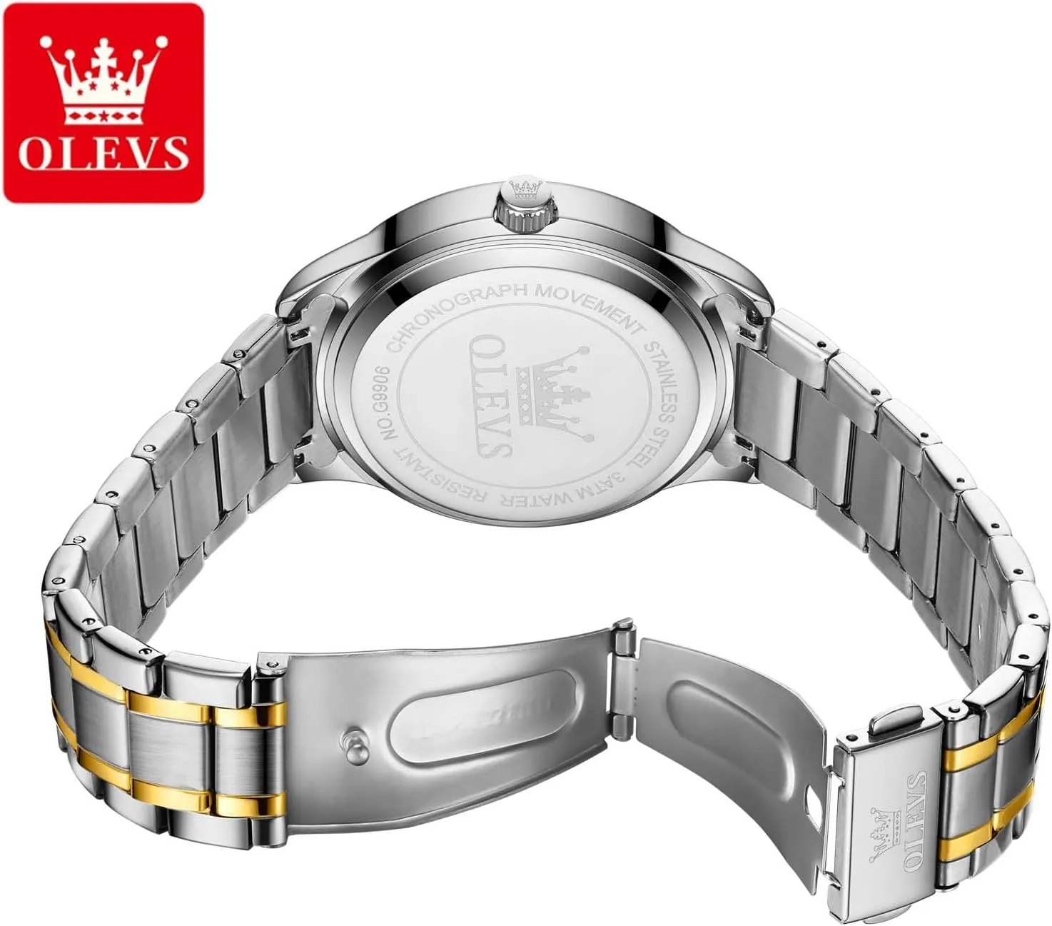OLEVS Watches for Men with Date Stainless Steel Men Quartz Watches Roman Dial Diamond Classic Business Male Wristwatch Waterproof Luminous Calendar Reloj para Hombr(Gold/Black/Grey/White Dial)