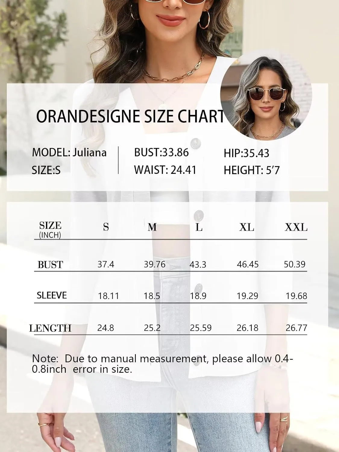 ORANDESIGNE Women's Button Down Shirts Summer 3/4 Length Sleeve Tops Basic Ladies Tees