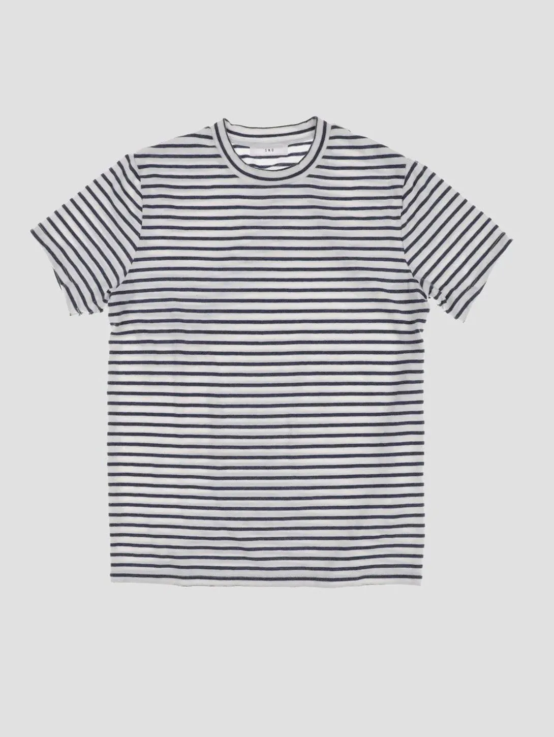 Organic Hemp Stripe Crew Tee - White
