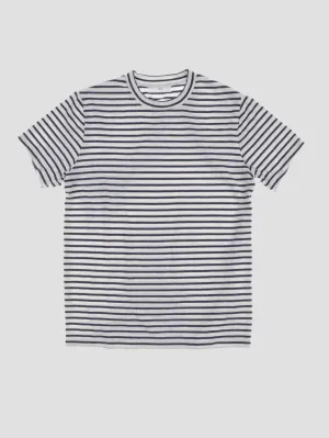 Organic Hemp Stripe Crew Tee - White