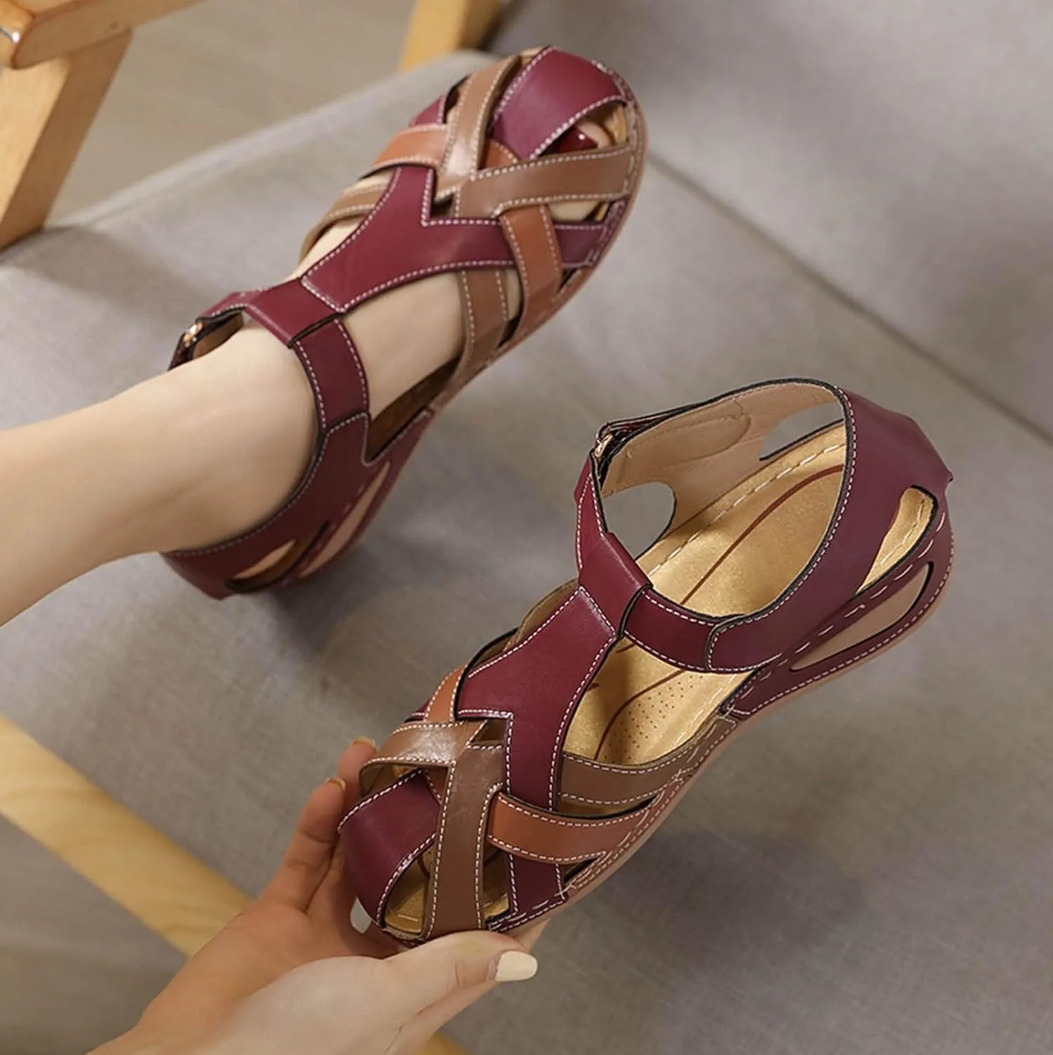 Orthopedic Sandals For Women Closed Toe Platform Wedge Casual Sandal With Arch Good Arch Support Camping Shoes Woman