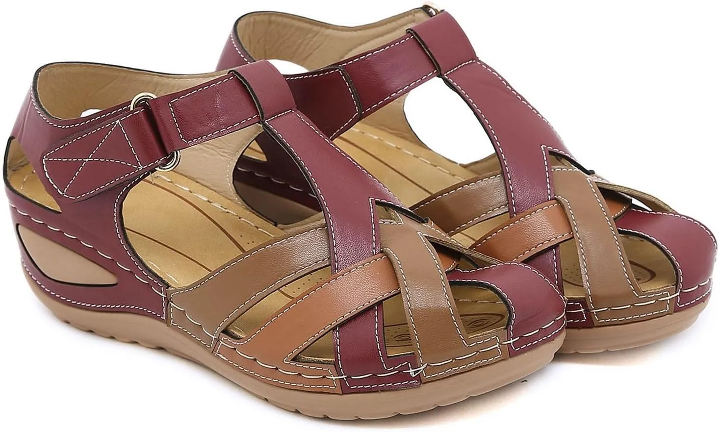 Orthopedic Sandals For Women Closed Toe Platform Wedge Casual Sandal With Arch Good Arch Support Camping Shoes Woman