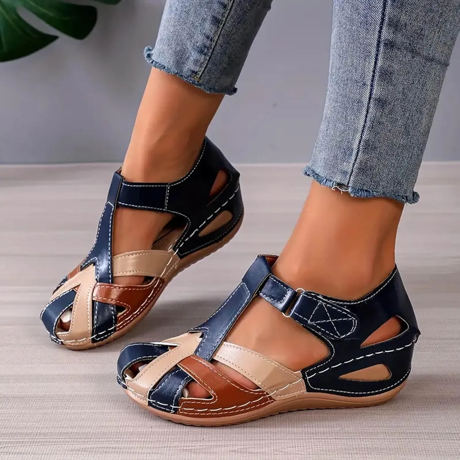 Orthopedic Sandals For Women Closed Toe Platform Wedge Casual Sandal With Arch Good Arch Support Camping Shoes Woman