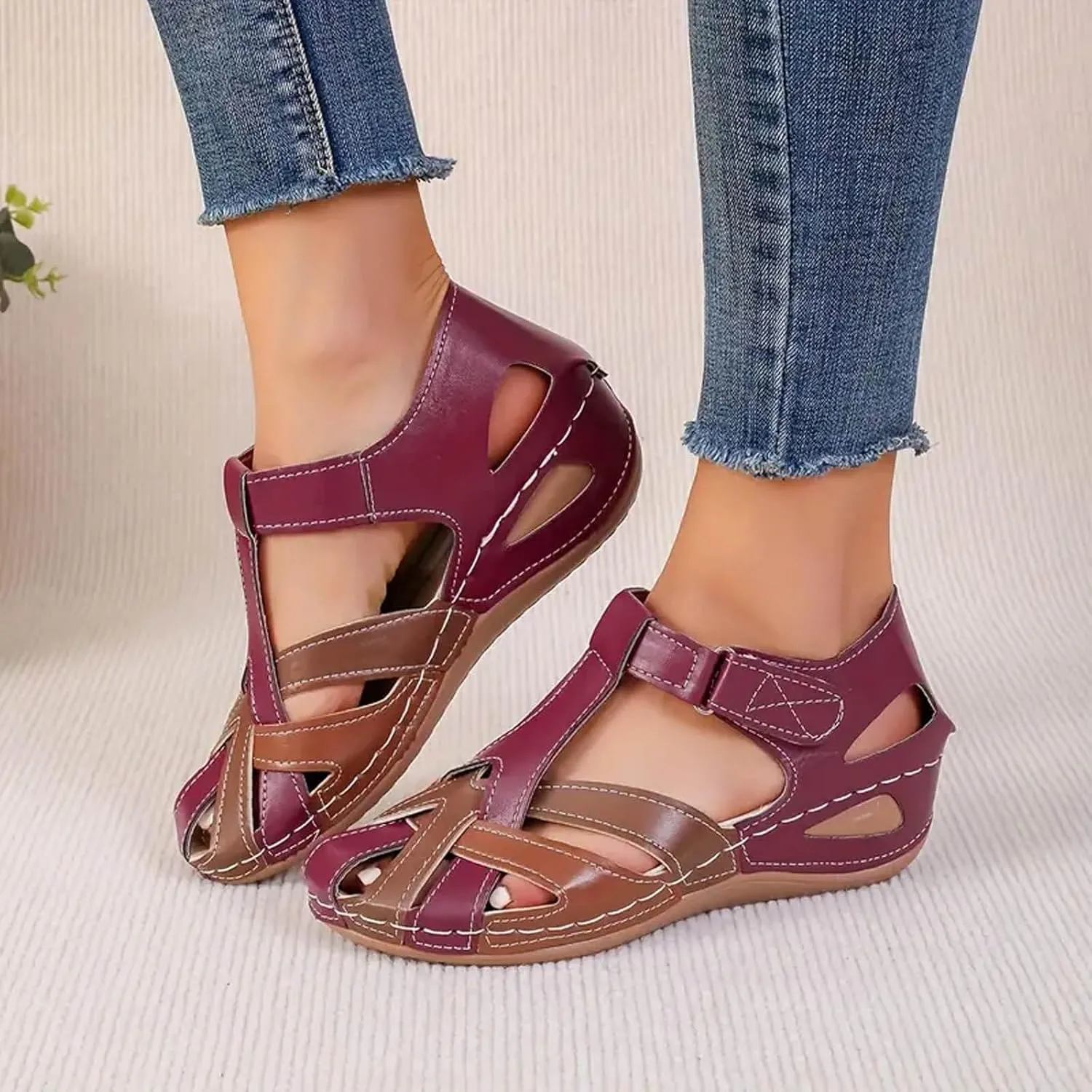Orthopedic Sandals For Women Closed Toe Platform Wedge Casual Sandal With Arch Good Arch Support Camping Shoes Woman