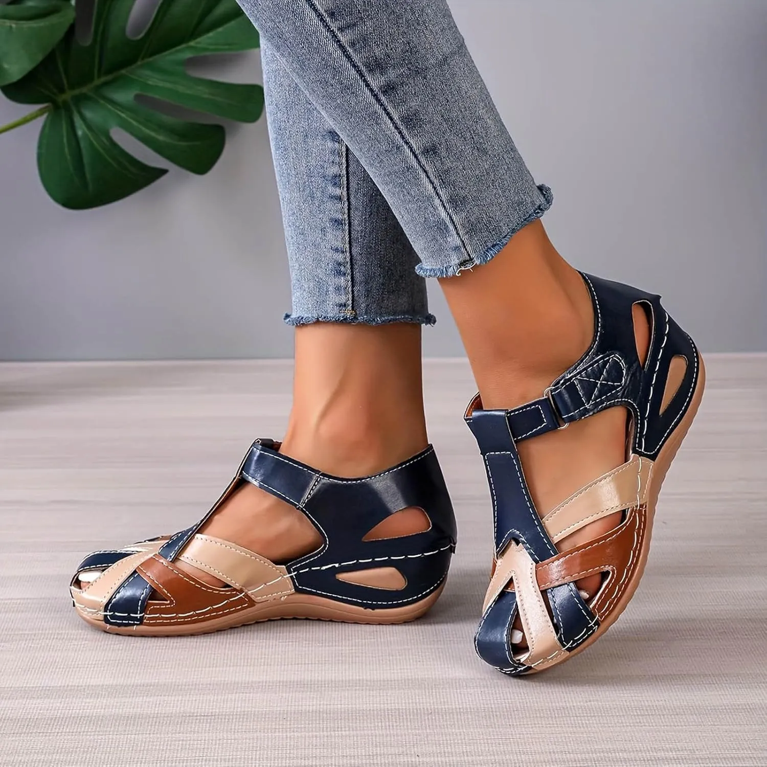 Orthopedic Sandals For Women Closed Toe Platform Wedge Casual Sandal With Arch Good Arch Support Camping Shoes Woman