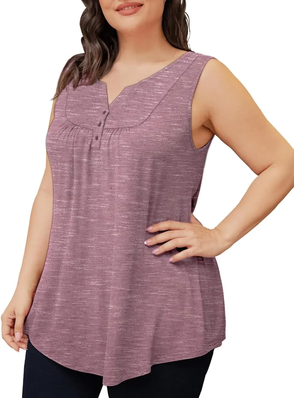 Othyroce Womens Plus Size Tunic Tops Sleeveless Summer Printed Flowy Blouses with Buttons Shirts