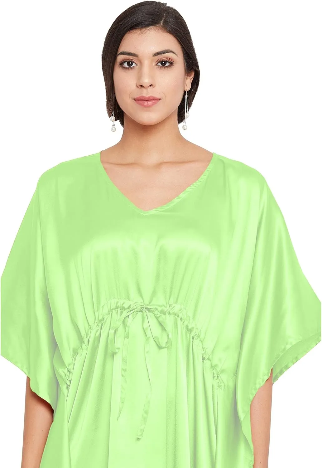 Oussum Women Plus Size Kaftan Satin Maxi Dress Long Caftan Casual Cover Ups Sateen Nightdress Nighty for Summer