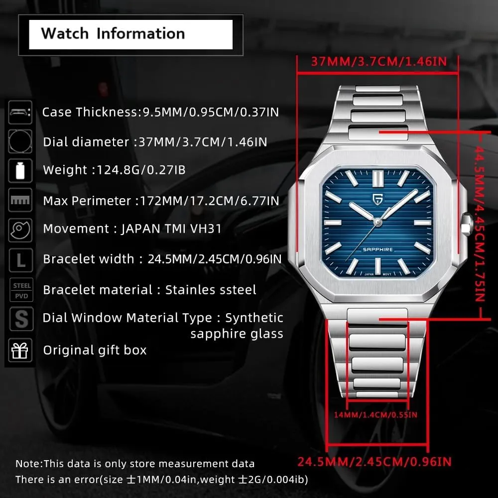 Pagani Design Men's Watch | Japanese VH31 Quartz Movement | Stainless Steel Wristwatch for Business & Outdoor | 50M Waterproof | 5-Year Battery